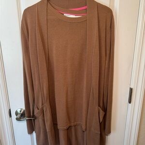 Isaac Mizrahi Brown and Pink Knit Top